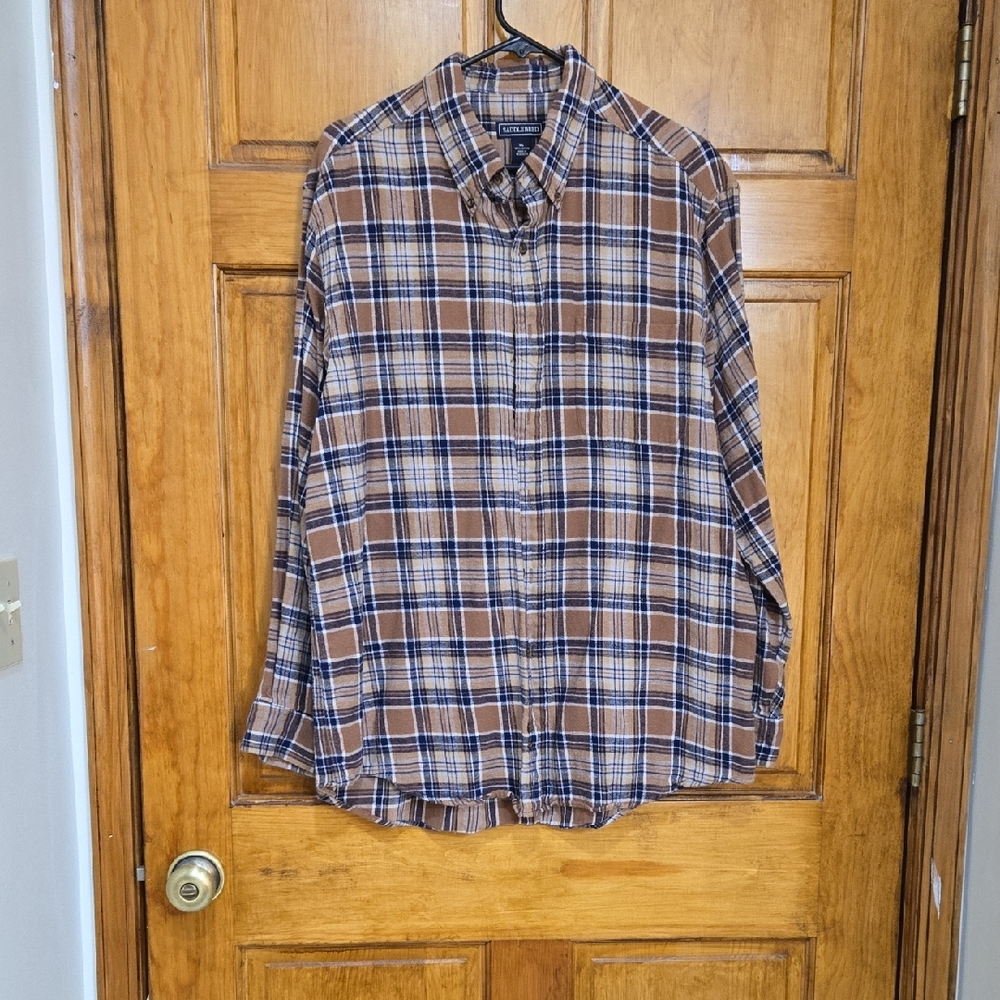 Saddlebred Brown and Blue Plaid Button-Down Shirt